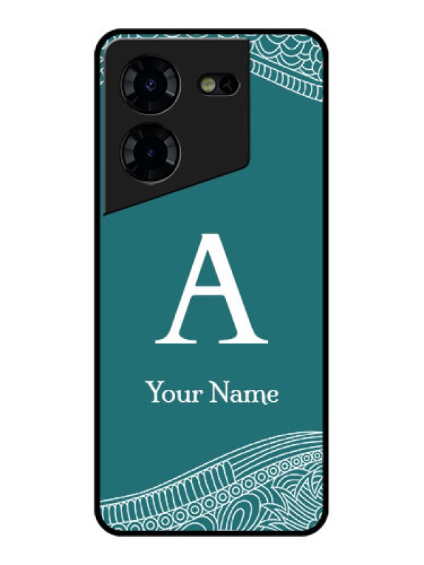 Custom Tecno Pova 5 Pro 5G Custom Glass Phone Case - Line Art Pattern With Custom Name Design