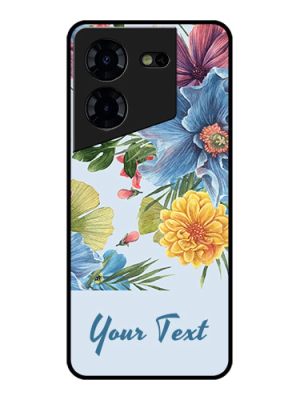 Custom Tecno Pova 5 Pro 5G Custom Glass Phone Case - Stunning Watercolored Flowers Painting Design