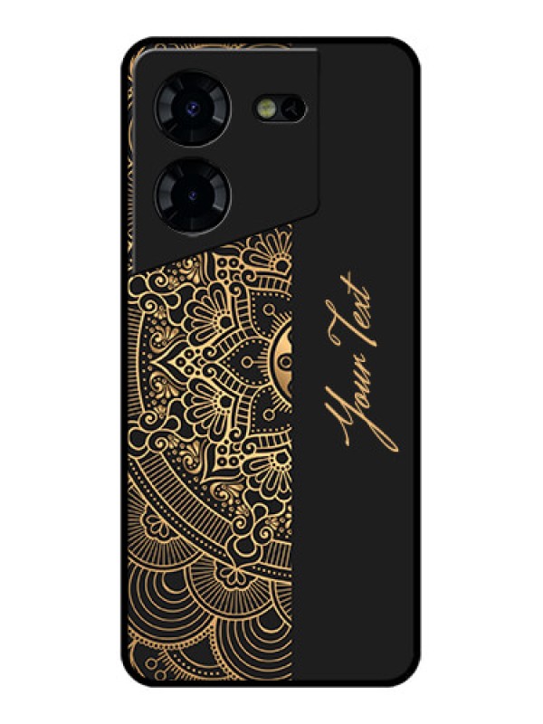 Custom Tecno Pova 5 Pro 5G Custom Glass Phone Case - Mandala Art With Custom Text Design