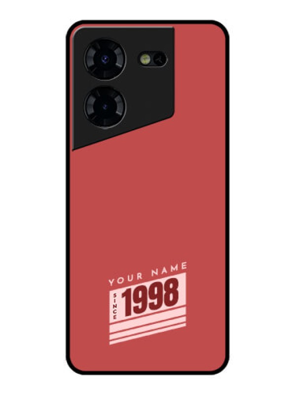 Custom Tecno Pova 5 Pro 5G Custom Glass Phone Case - Red Custom Year Of Birth Design