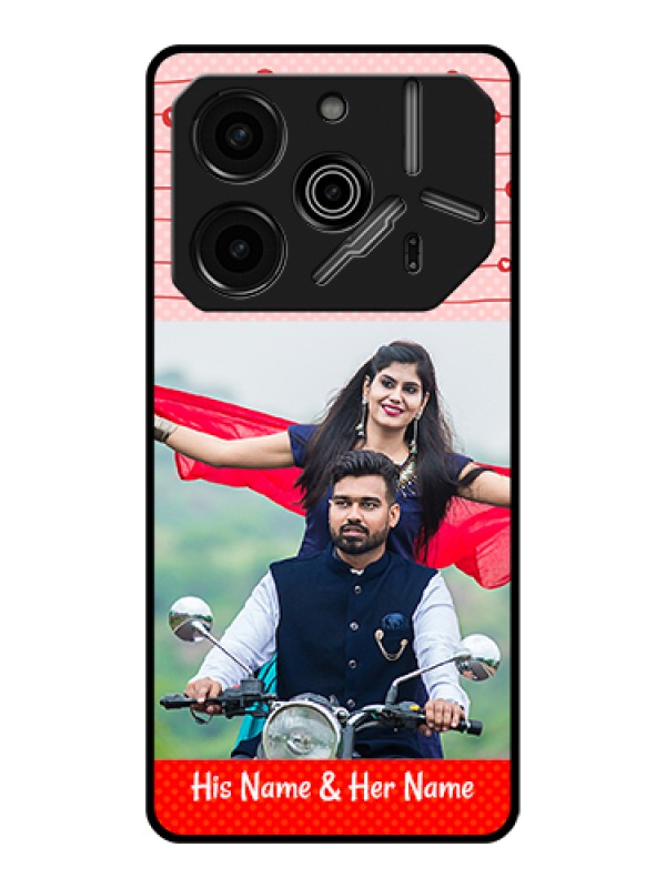 Custom Tecno Pova 6 Pro 5G Custom Glass Phone Case - Red Pattern Case Design