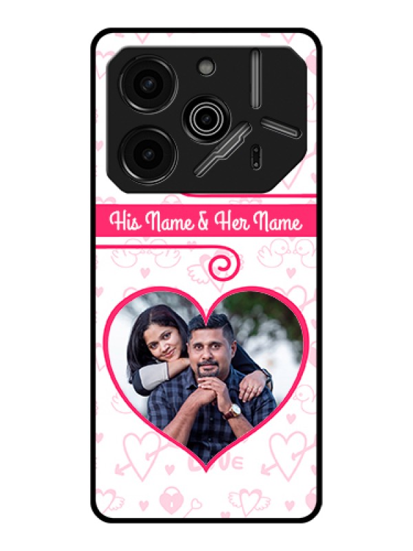 Custom Tecno Pova 6 Pro 5G Custom Glass Phone Case - Heart Shape Love Design