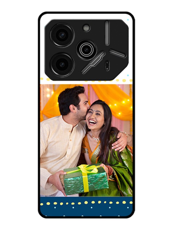 Custom Tecno Pova 6 Pro 5G Custom Glass Phone Case - White And Blue Abstract Design