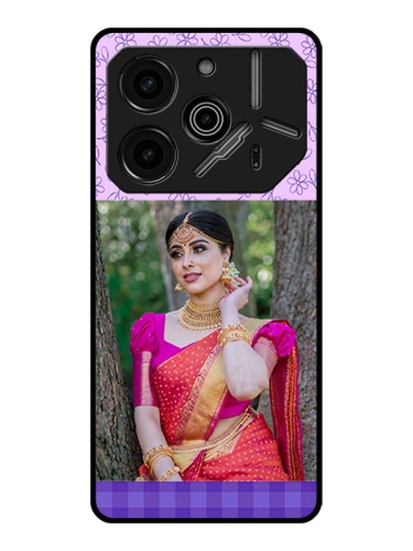 Custom Tecno Pova 6 Pro 5G Custom Glass Phone Case - Purple Floral Design