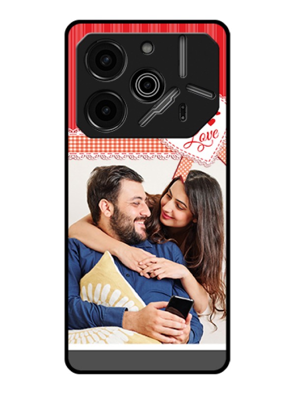 Custom Tecno Pova 6 Pro 5G Custom Glass Phone Case - Red Love Pattern Design