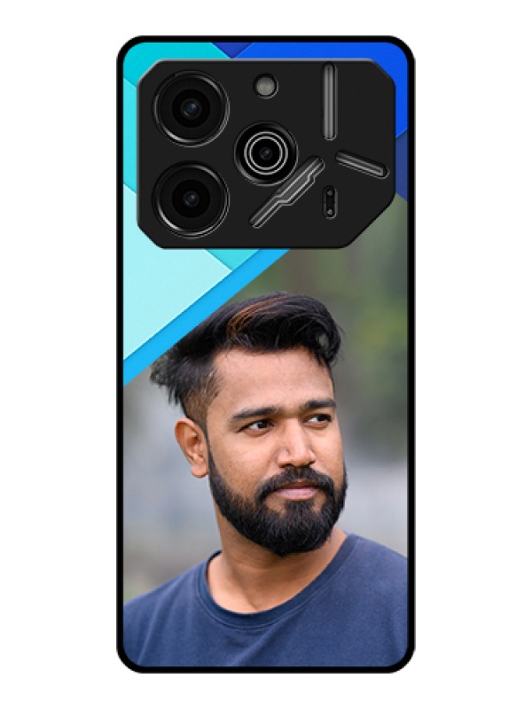Custom Tecno Pova 6 Pro 5G Custom Glass Phone Case - Blue Pattern Design