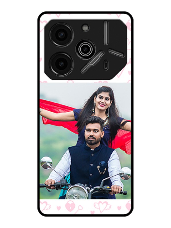 Custom Tecno Pova 6 Pro 5G Custom Glass Phone Case - Pink Flying Heart Design