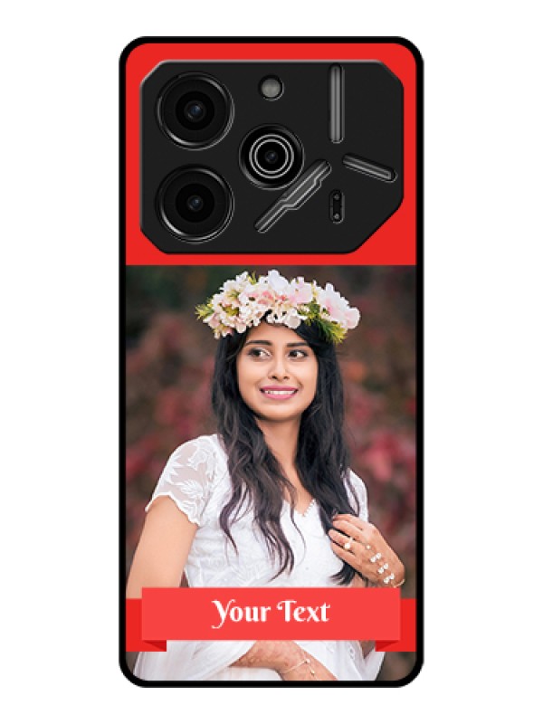 Custom Tecno Pova 6 Pro 5G Custom Glass Phone Case - Simple Red Color Design