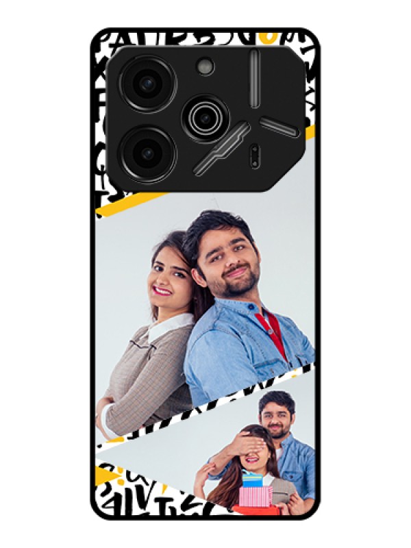 Custom Tecno Pova 6 Pro 5G Custom Glass Phone Case - Letters Pattern Design