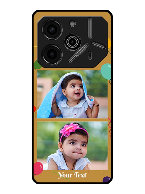 Custom Tecno Pova 6 Pro 5G Custom Glass Phone Case - Image Holder With Birthday Celebrations Design