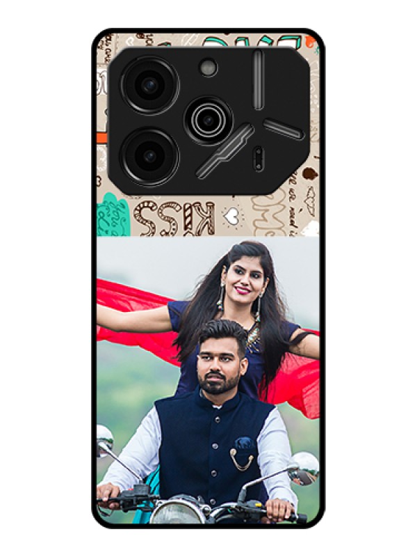 Custom Tecno Pova 6 Pro 5G Custom Glass Phone Case - Love Doodle Pattern