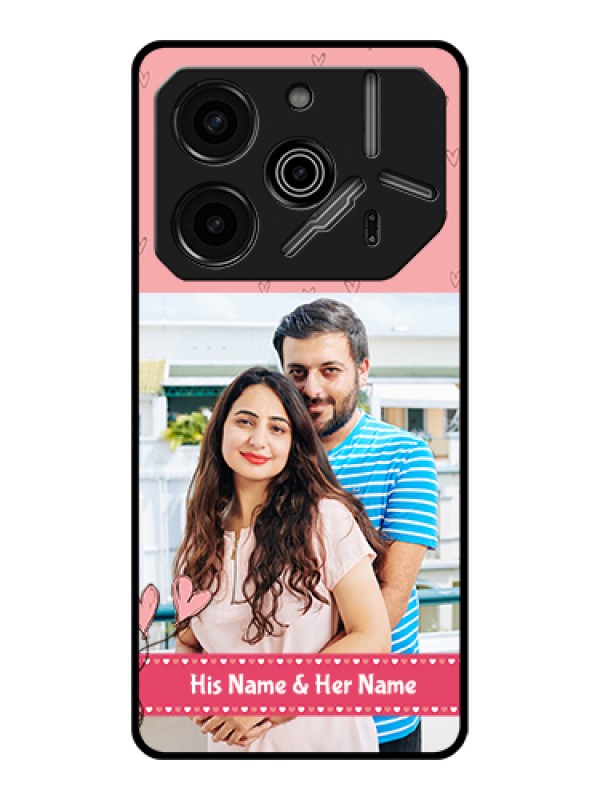 Custom Tecno Pova 6 Pro 5G Custom Glass Phone Case - Love Design Peach Color