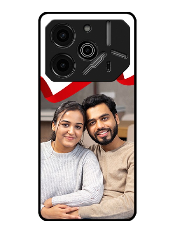 Custom Tecno Pova 6 Pro 5G Custom Glass Phone Case - Red Ribbon Frame Design