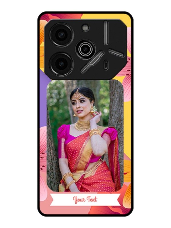 Custom Tecno Pova 6 Pro 5G Custom Glass Phone Case - 3 Image With Vintage Floral Design