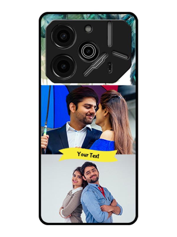 Custom Tecno Pova 6 Pro 5G Custom Glass Phone Case - Image With Boho Peacock Feather Design