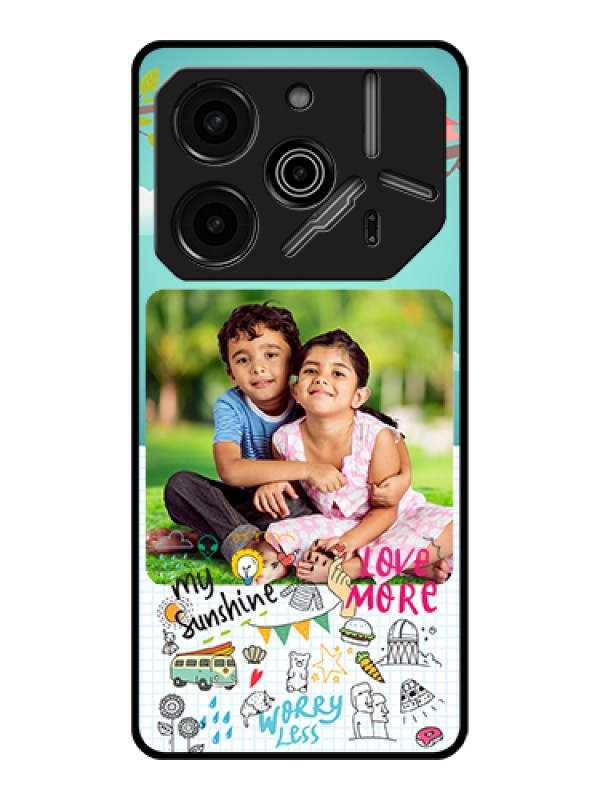 Custom Tecno Pova 6 Pro 5G Custom Glass Phone Case - Doodle Love Design