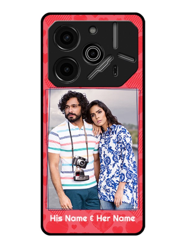 Custom Tecno Pova 6 Pro 5G Custom Glass Phone Case - With Red Heart Symbols Design