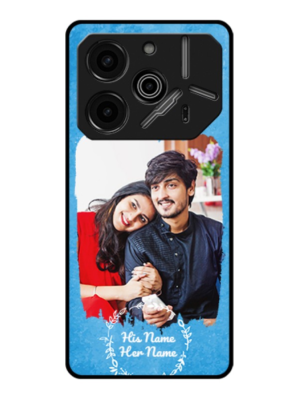 Custom Tecno Pova 6 Pro 5G Custom Glass Phone Case - Blue Color Vintage Design