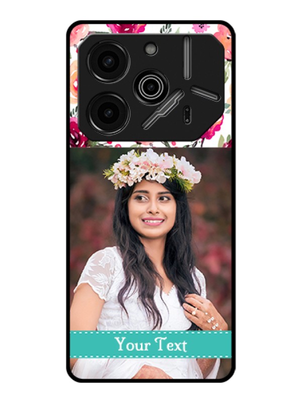 Custom Tecno Pova 6 Pro 5G Custom Glass Phone Case - Water Colors Floral Design