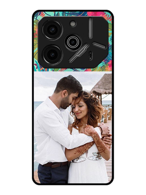 Custom Tecno Pova 6 Pro 5G Custom Glass Phone Case - Watercolor Floral Design