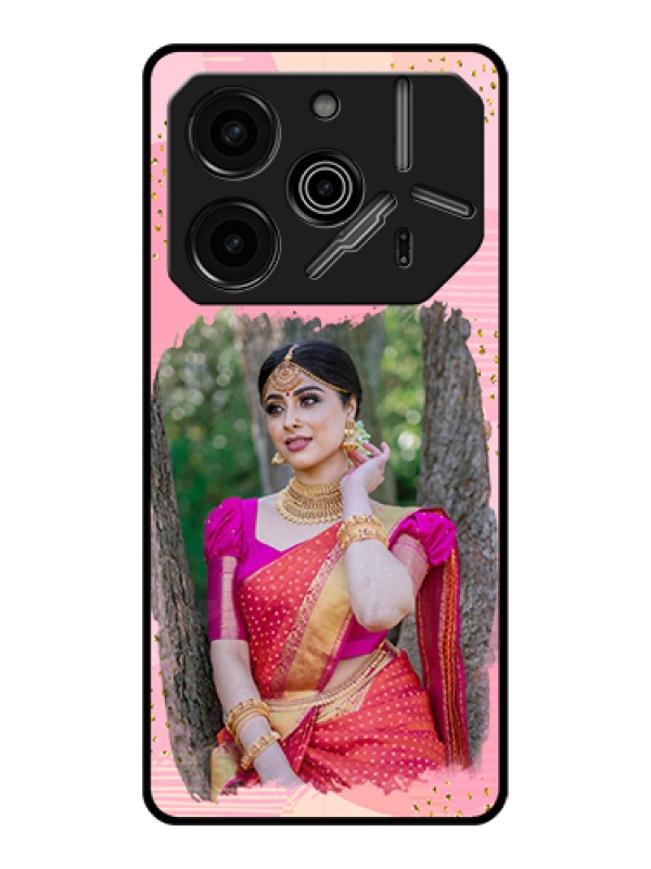 Custom Tecno Pova 6 Pro 5G Custom Glass Phone Case - Gold Glitter Splash Design