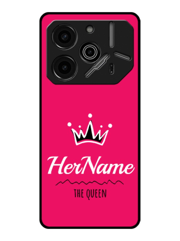Custom Tecno Pova 6 Pro 5G Custom Glass Phone Case - Queen With Name Design