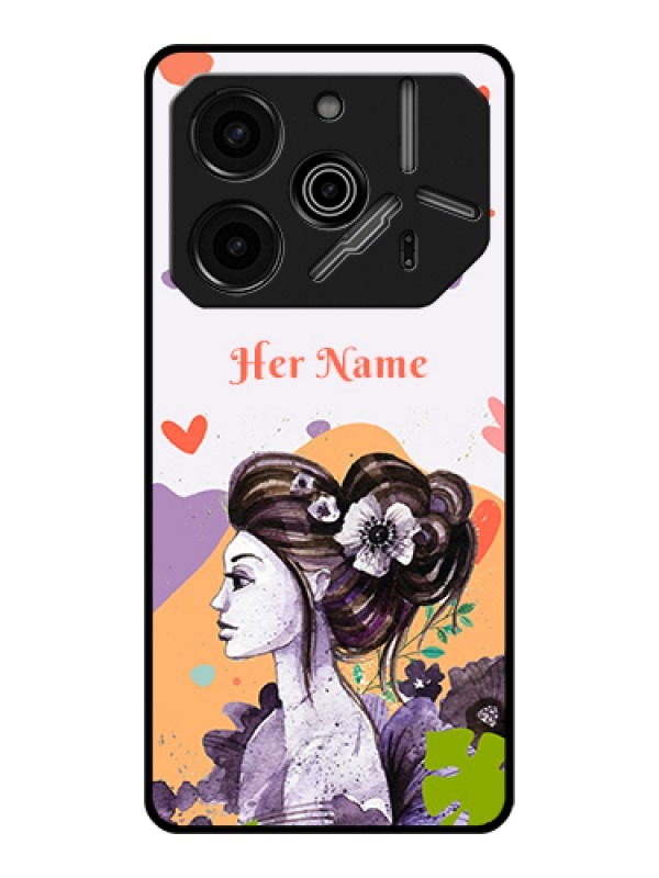 Custom Tecno Pova 6 Pro 5G Custom Glass Phone Case - Woman And Nature Design