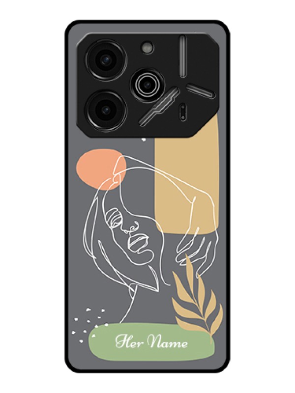 Custom Tecno Pova 6 Pro 5G Custom Glass Phone Case - Gazing Woman Line Art Design
