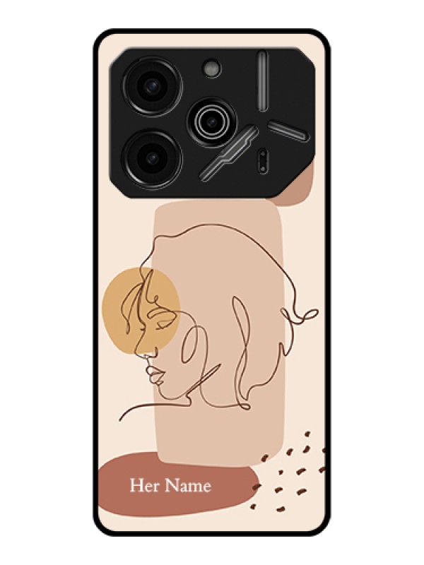 Custom Tecno Pova 6 Pro 5G Custom Glass Phone Case - Calm Woman Line Art Design