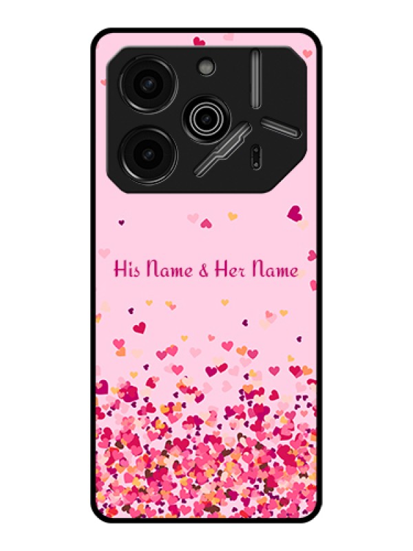 Custom Tecno Pova 6 Pro 5G Custom Glass Phone Case - Floating Hearts Design