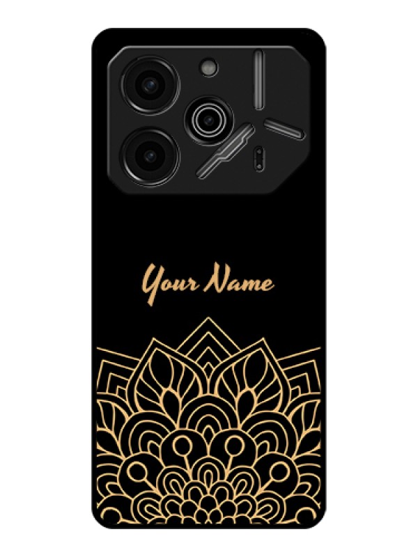 Custom Tecno Pova 6 Pro 5G Custom Glass Phone Case - Golden Mandala Design