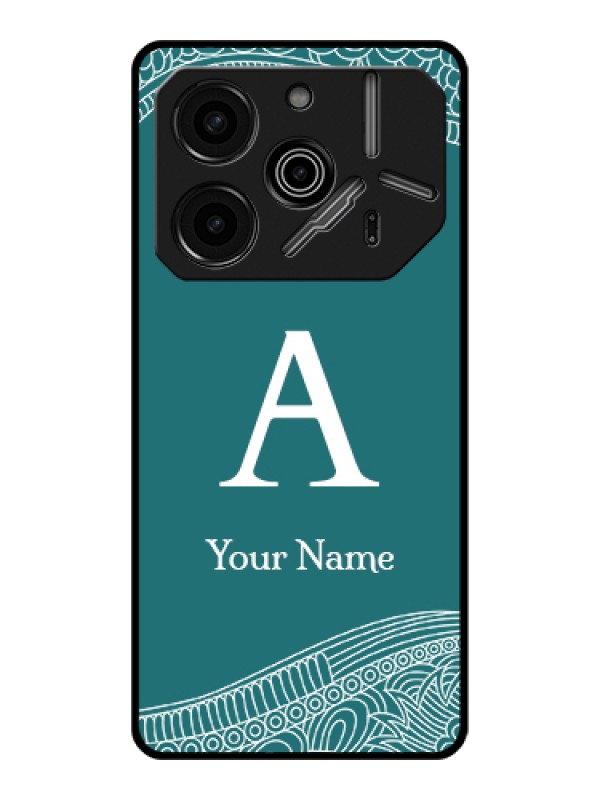Custom Tecno Pova 6 Pro 5G Custom Glass Phone Case - Line Art Pattern With Custom Name Design