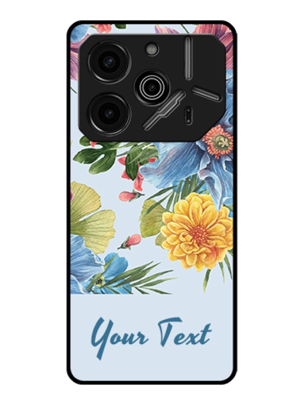 Custom Tecno Pova 6 Pro 5G Custom Glass Phone Case - Stunning Watercolored Flowers Painting Design