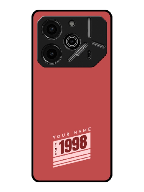 Custom Tecno Pova 6 Pro 5G Custom Glass Phone Case - Red Custom Year Of Birth Design