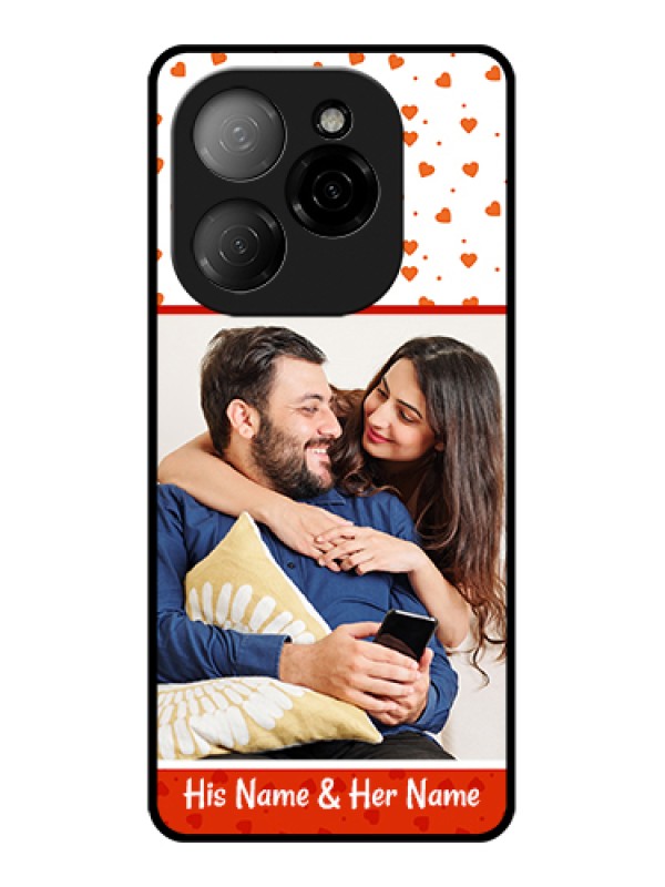 Custom Tecno Spark 20 Pro 5G Custom Glass Phone Case - Orange Love Symbol Design