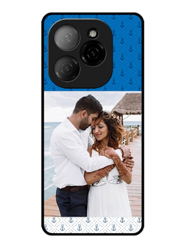 Custom Tecno Spark 20 Pro 5G Custom Glass Phone Case - Blue Anchors Design