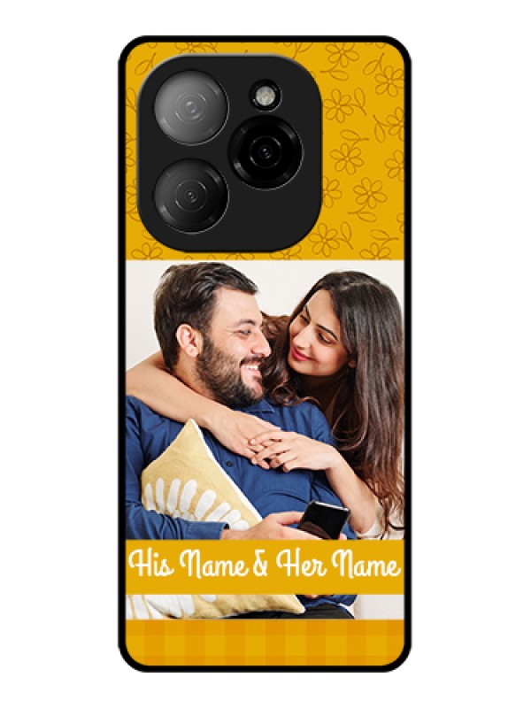 Custom Tecno Spark 20 Pro 5G Custom Glass Phone Case - Yellow Floral Design