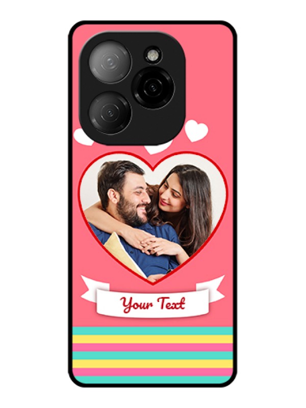 Custom Tecno Spark 20 Pro 5G Custom Glass Phone Case - Love Shapes Doodle Design