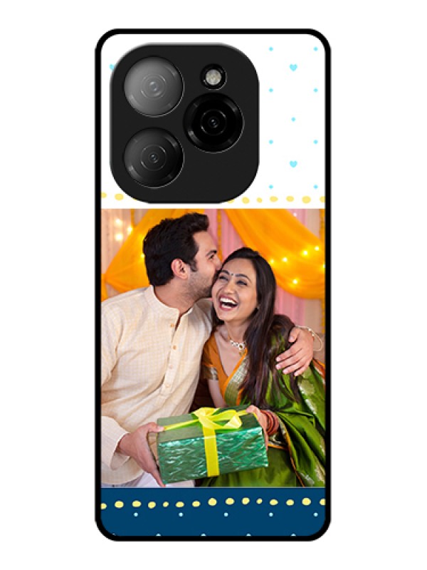 Custom Tecno Spark 20 Pro 5G Custom Glass Phone Case - White And Blue Abstract Design