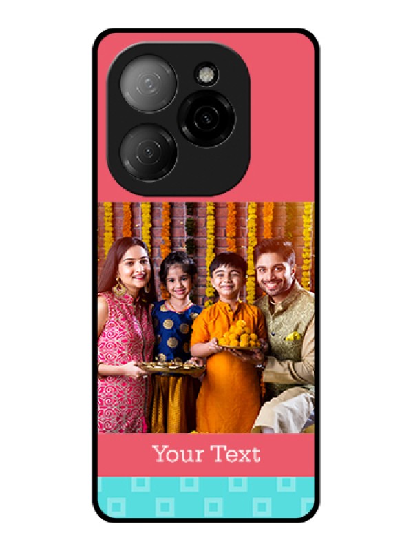 Custom Tecno Spark 20 Pro 5G Custom Glass Phone Case - Peach & Blue Color Design