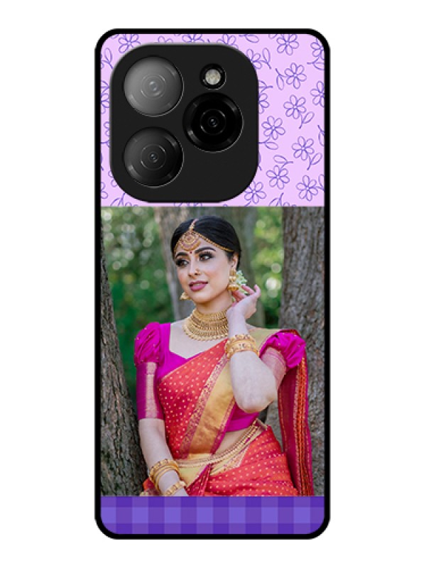 Custom Tecno Spark 20 Pro 5G Custom Glass Phone Case - Purple Floral Design