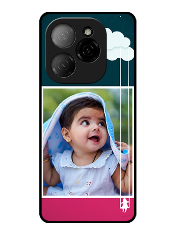 Custom Tecno Spark 20 Pro 5G Custom Glass Phone Case - Cute Girl With Cloud Design