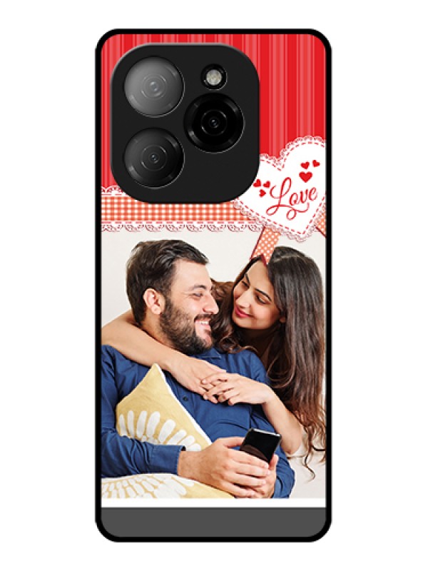Custom Tecno Spark 20 Pro 5G Custom Glass Phone Case - Red Love Pattern Design