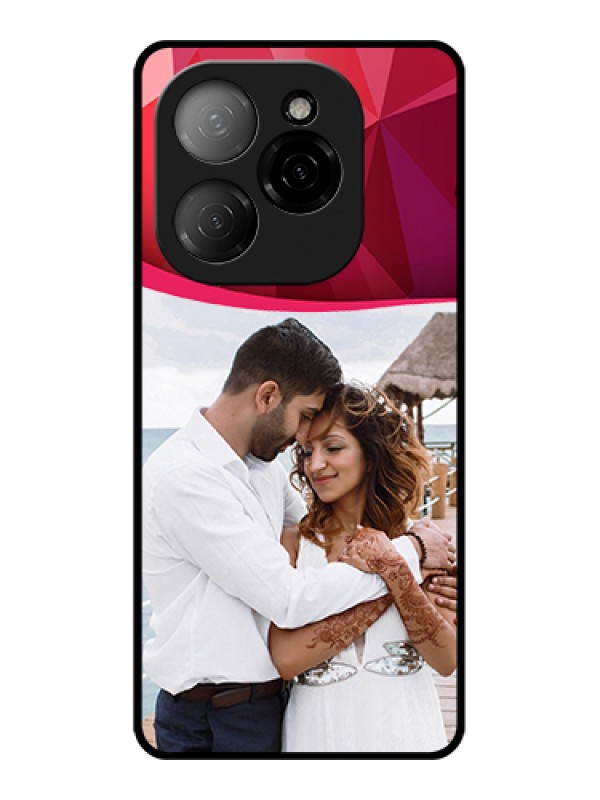 Custom Tecno Spark 20 Pro 5G Custom Glass Phone Case - Red Abstract Design