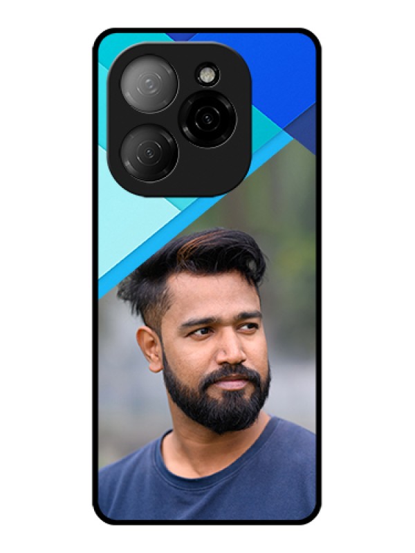 Custom Tecno Spark 20 Pro 5G Custom Glass Phone Case - Blue Pattern Design