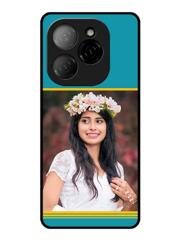 Custom Tecno Spark 20 Pro 5G Custom Glass Phone Case - Yellow & Blue Design