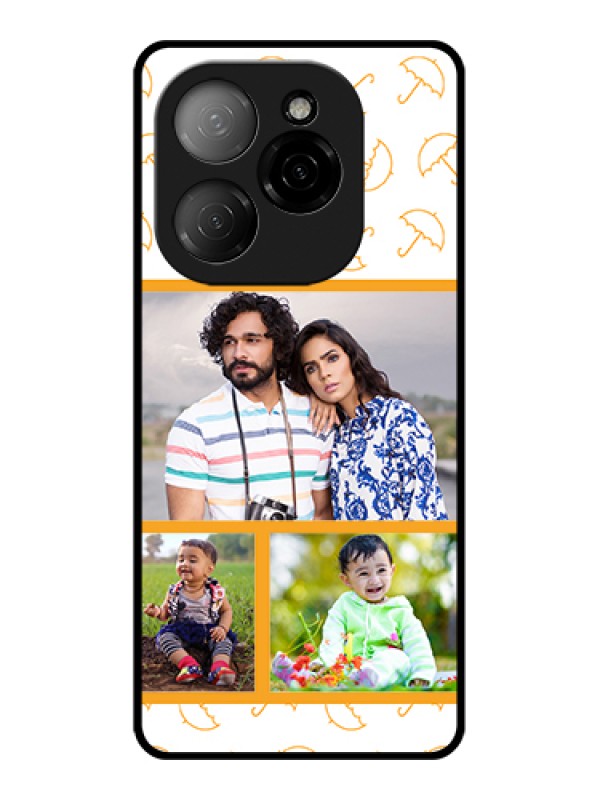 Custom Tecno Spark 20 Pro 5G Custom Glass Phone Case - Yellow Pattern Design