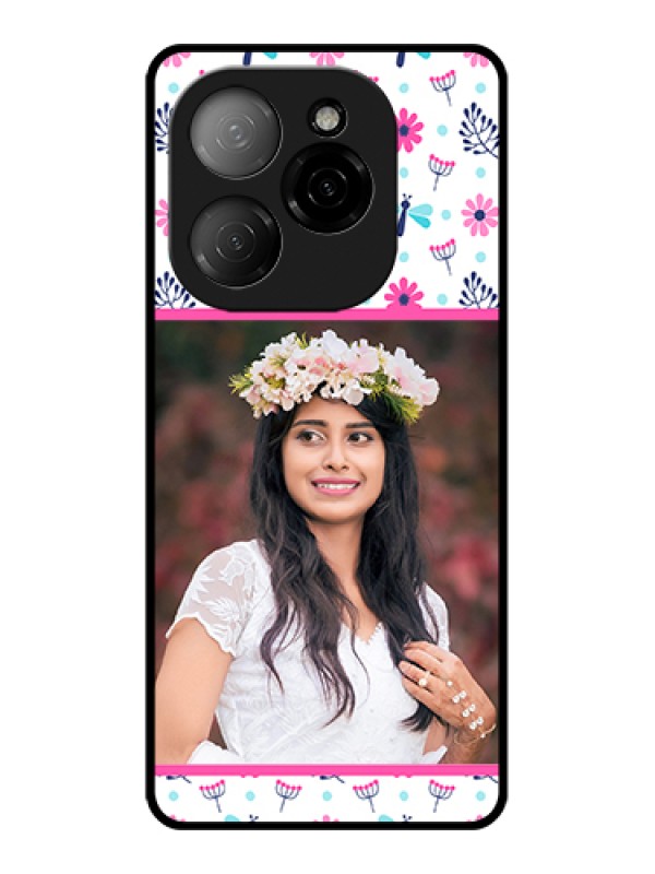 Custom Tecno Spark 20 Pro 5G Custom Glass Phone Case - Colorful Flower Design