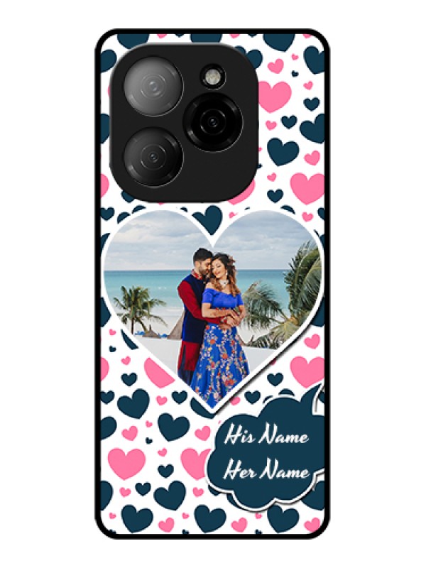 Custom Tecno Spark 20 Pro 5G Custom Glass Phone Case - Pink & Blue Heart Design