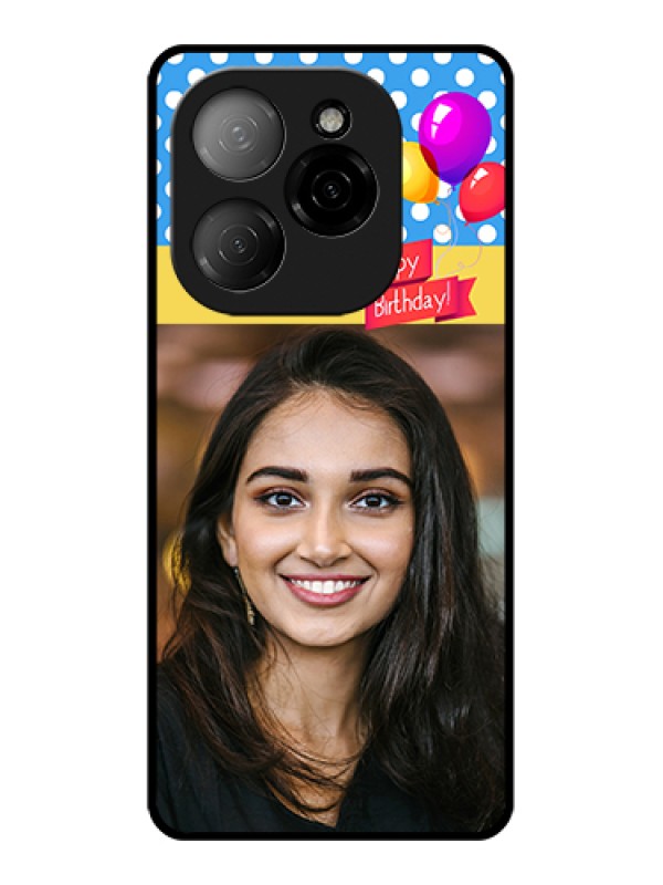 Custom Tecno Spark 20 Pro 5G Custom Glass Phone Case - Happy Birthday Design